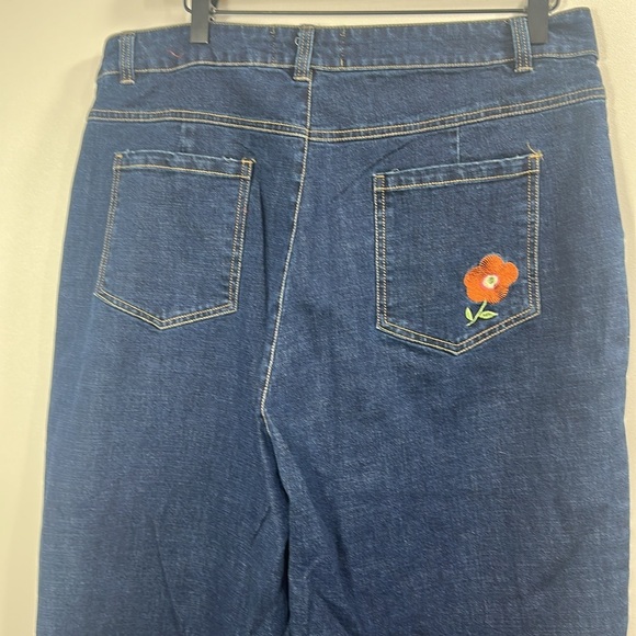 ModCloth X Princess Highway floral embroidered pockets wide leg jeans 16. NWT. - Picture 8 of 12